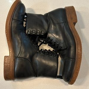 John Varvatos Mens Dark Grey Leather Brogue Lace-Up F3273T4B A575B Boots SZ 9.5